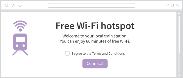 WLAN am Bahnhof. Klicken Sie hier f&uuml;r 60 Minuten kostenloses WLAN